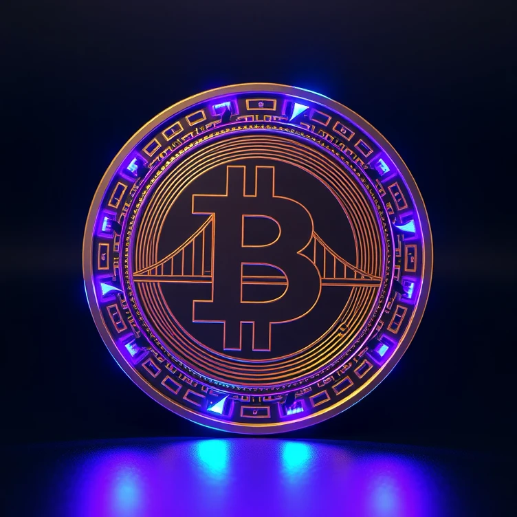 3D model of the BRDG token with glowing edges